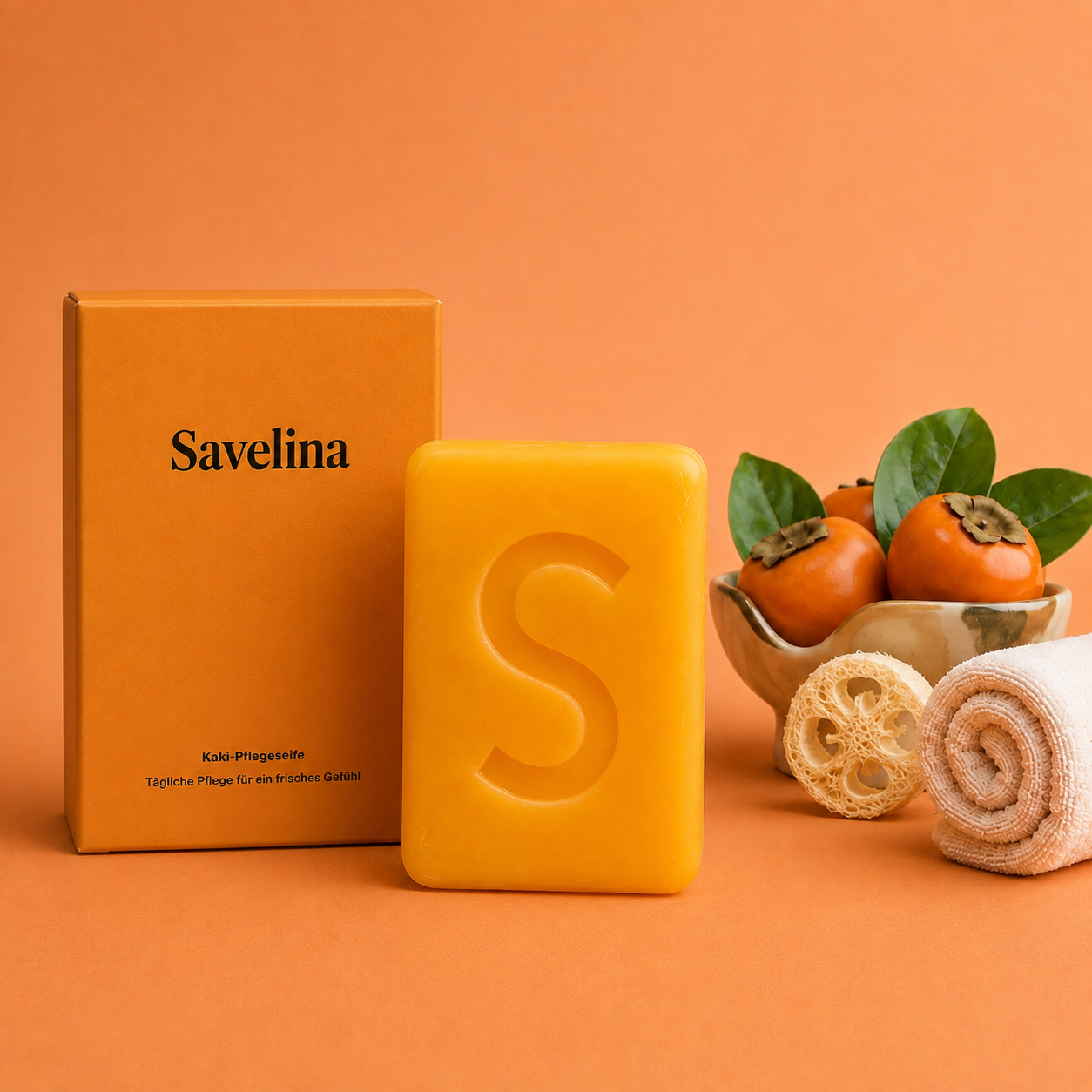 Kaki Seife mit Kaki-Extrakt für reife Haut | Savelina (100g)