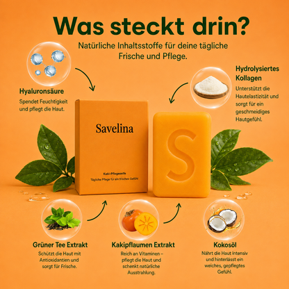 Kaki Seife mit Kaki-Extrakt für reife Haut | Savelina (100g)