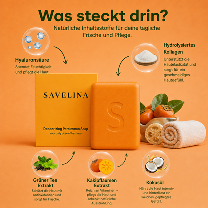 Savelina Kaki-Seife – Frisches Hautgefühl mit den Jahren (100 g)